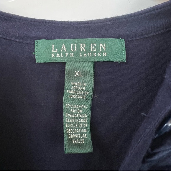 Navy 3/4 Sleeve Ruffle Blouse - Picture 5 of 6